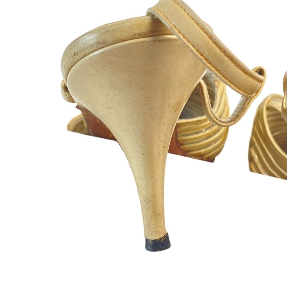 CHRISTIAN DIOR Vintage Soluliers 70’s Scarpins Leather in Beige Size 6 - Picture 5 of 13